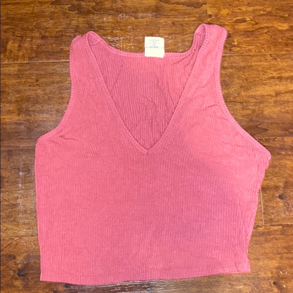 DESTINED Ribbed V-Neck Womens Crop Tank Top